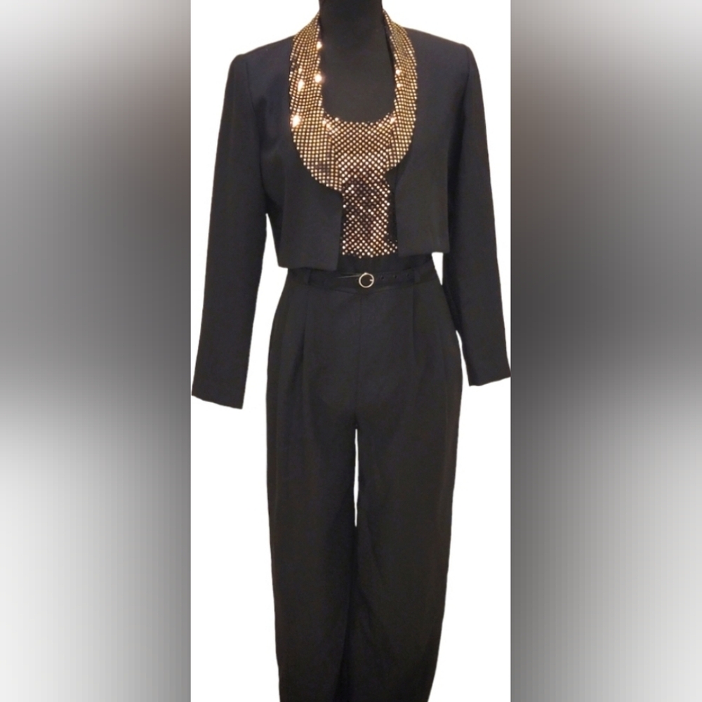 New w/ Tags John Roberts Sequined Crop Blazer and Jumpsuit